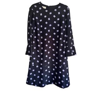 Hobbs London Natalia Square Confetti Print Dress Navy Blue Sz 10